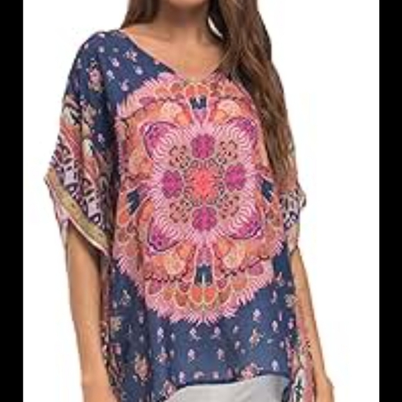 Amazon Weiyan Bohemian Chiffon Floral Top Size XL - Picture 6 of 7